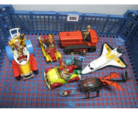 Five Original Corgi Diecast Vehicles, all TV related, including Popeye Wagon and Noddy Car, all playworn, plus a unknown diec