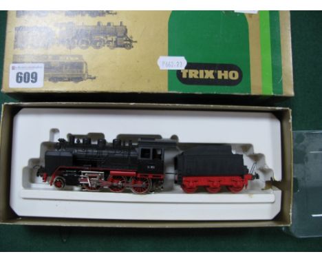 Trix Express "HO"Gauge Ref 2202 3 Rail DB 2-6-0 Class 24 Steam Locomotive and six Wheel Tender, DB Railway black/red, R/No 24