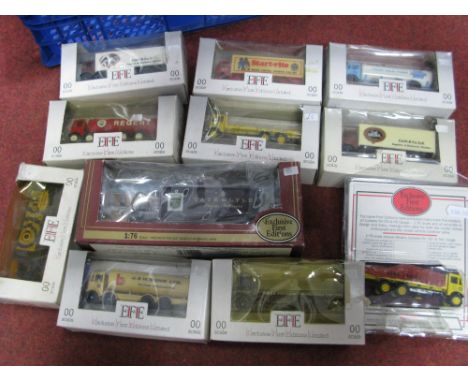 Eleven EFE 1:76th Scale Diecast Model Commercial Vehicles, including #19402 Atkinson Articulated Box Van Tate and Lyle, all i