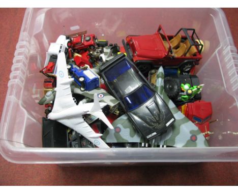 A Quantity of Diecast and Plastic Model Vehicles, including cars, aircraft, commercial, all playworn.