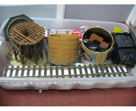 A Quantity of 'G' Scale Model Railway Workshop Items, including Pennsylvania tender, watertower, track, figures, LGB EPL turn