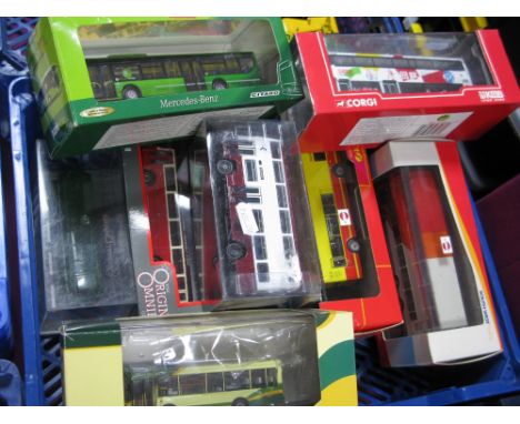 Nine 1:76th Scale Diecast Model Buses, by Creative Master Northcord Ltd, Corgi and other including Corgi The Kowloon Motor Bu