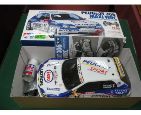 Tamiya 1:10th Scale R/C Model Peugeot 306 Maxi WRC, damage to bodyshell, instruction leaflet, playworn, box