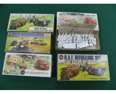 Five Airfix "OO" Scale Plastic Model Military Themed Kits, including R.A.F refueling set (two different box styles), Bristol 