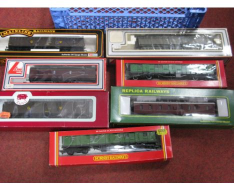 Seven 'OO' Gauge/4mm Boxed Items Rolling stock, by Replica, Lima, Mainline, Dapol and Hornby, luggage vans's, box vans, etc, 
