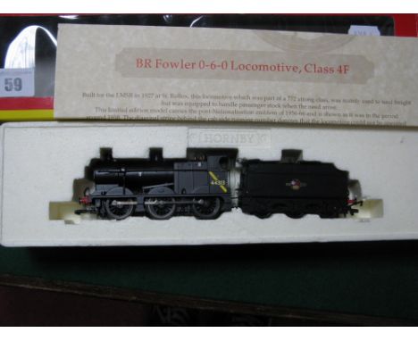 Hornby (China) 'OO' Gauge/4mm Ref R2135 BR Fowler Class 4F 0-6-0 Steam Locomotive and Six Wheel Tender, BR black, R/No. 44313