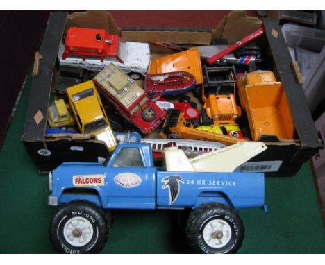 A Quantity of Diecast Model Vehicles, by Tonka, Polistil, Dinky, Burgao and other including Tonka Wrecker Truck, playworn.