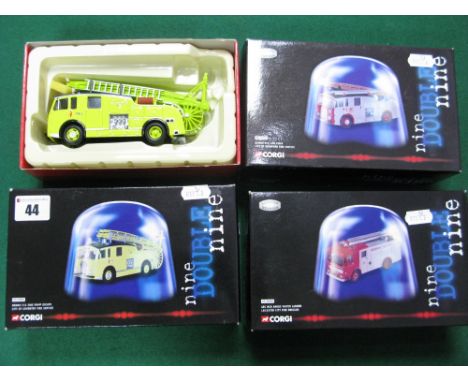 Three Corgi 'Nine Double Nine' 1:50th Scale Diecast Model Fire Service Vehicles, including #CC10304 AEC HCB Angus Water Ladde
