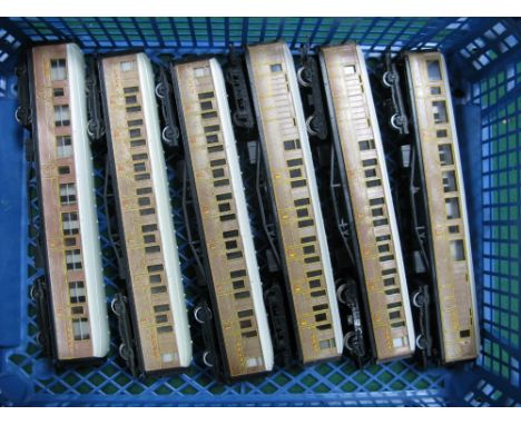 Six Hornby "OO"Gauge/4mm Unboxed Gresley LNER Teak Passenger Coaches, R/No's 4237 (3) and 22357 (3), good, good plus.