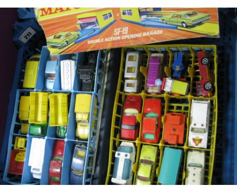 Approximately Sixty Matchbox 1-75's  and Similar Diecast Model Vehicles, Matchbox collectors mini case (poor), Matchbox SF-19
