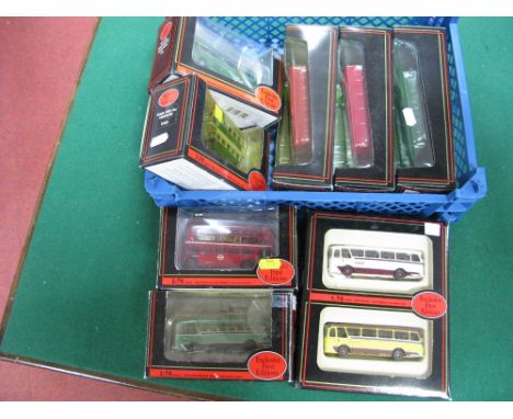 Nine EFE 1:76th Scale Diecast Model Buses, including #25601 RCL Routemaster Coach 'Greenline', boxed.