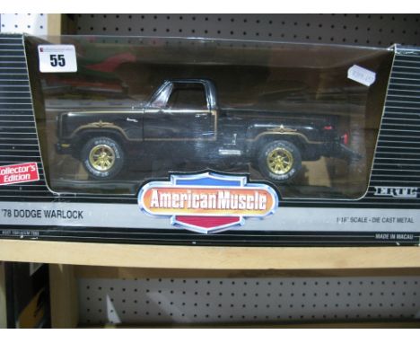 ERTL 'American Muscle' 1:18th Scale Diecast Model '78 Dodge Warlock, damage noted, both wing mirrors detached but present, bo