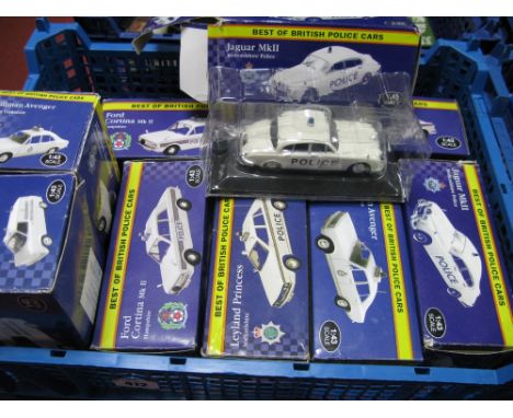 Nine Atlas Editions 1:43rd Scale Diecast Model Police Cars, including Staffordshire Police Leyland Princess, West Yorkshire H