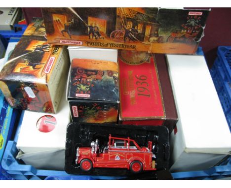 Seven Matchbox 'Models Yesteryear' Diecast Model Fire Service Vehicles, including 1936 Leyland Cub Fire Engine FK-7 YS-46 188