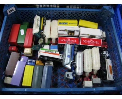 Twenty "HO" Scale Plastic Model Commercial Vehicles, by Herpa all with continental liveries, playworn.