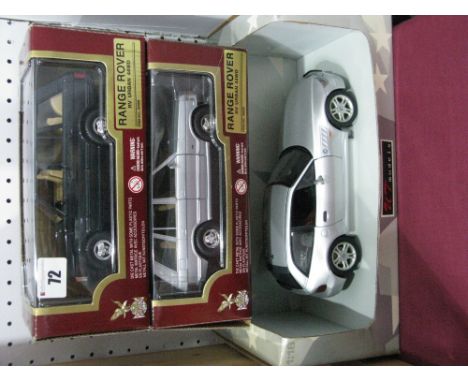 Three Diecast Model Cars, comprising of UT models 1:18th scale BMW 23 Coupe 2.8, boxed but missing sellophane, road legends 1