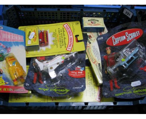 A Quantity of Modern Diecast Model Vehicles, by Matchbox, including Captain Scarlet Spectrum Helicopter, Thunderbird 4, Match