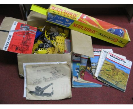 A Quantity of Playworn Meccano/Magazines, plus a quantity of Matchbox Superfast track.