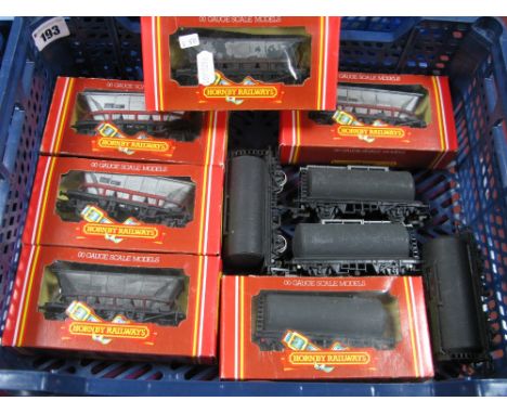 Ten Items Hornby 'OO' Gauge/4mm Rolling Stock, five ref R249 Hopper Wagons, boxed, weathered, five Ref R231 Tank Wagons, weat