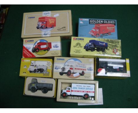 Seven Diecast Model Commercial Vehicles, by Corgi, Lledo including The Pantechnicon, Bedford Northern Collection 'Slumberland