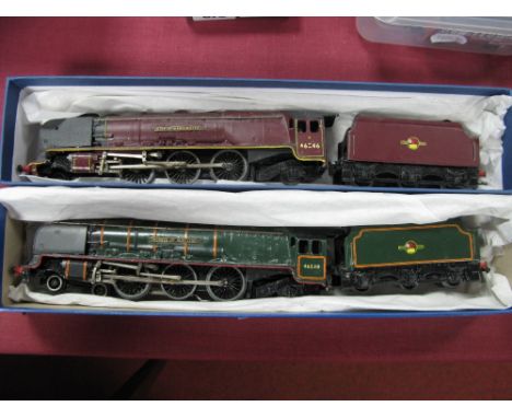 Two Hornby Dublo 4mm Three Rail Duchess Class 4-6-2 Steam Locomotives and Six Wheel Tenders, custom boxed, both renovated/ren