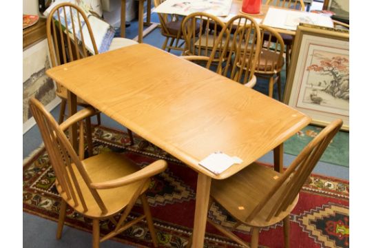 A Light Oak Priory Dining Set Including Pull Out Table Four Stick Next