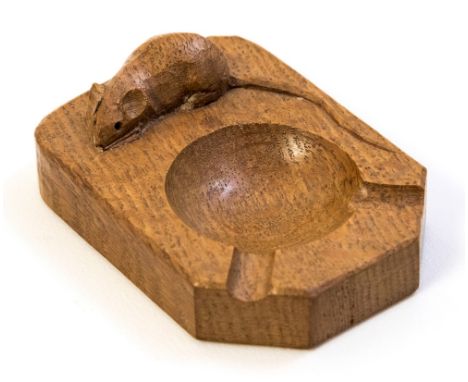 Robert Mouseman Thompson of Kilburn, a carved oak ashtray, 10cm long, 7.5cm wide