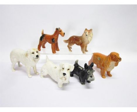 SIX FIGURES OF DOGS  mainly Sylvac and Melba ware, to include Pyrenean Mountain Dog, Airedale spaniel, Border Collie & Terrie