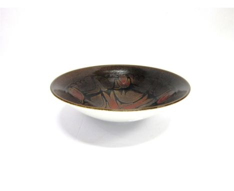 A POOLE POTTERY 'AEGEAN' BOWL, 34cm diameter, shape no 58, artists monogram for Diana Davis