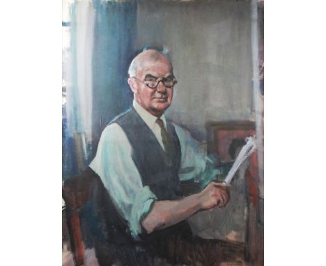 HARRY RUTHERFORD (1903 - 1985) OIL PAINING ON CANVAS 'Self portrait', the artist in his studio Unsigned, but labelled and dat
