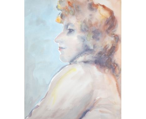 BARBARA BAKER  WATERCOLOUR DRAWING  'Portrait of a Model'  Signed and dated 1986 19" x 15 1/2" (47.5cm x 44.5cm) 