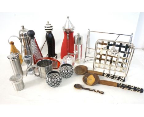 SELECTION OF KITCHEN WARES
including a metal recipe book stand, metal napkin holder, insulated carafe, pepper and salt mills,