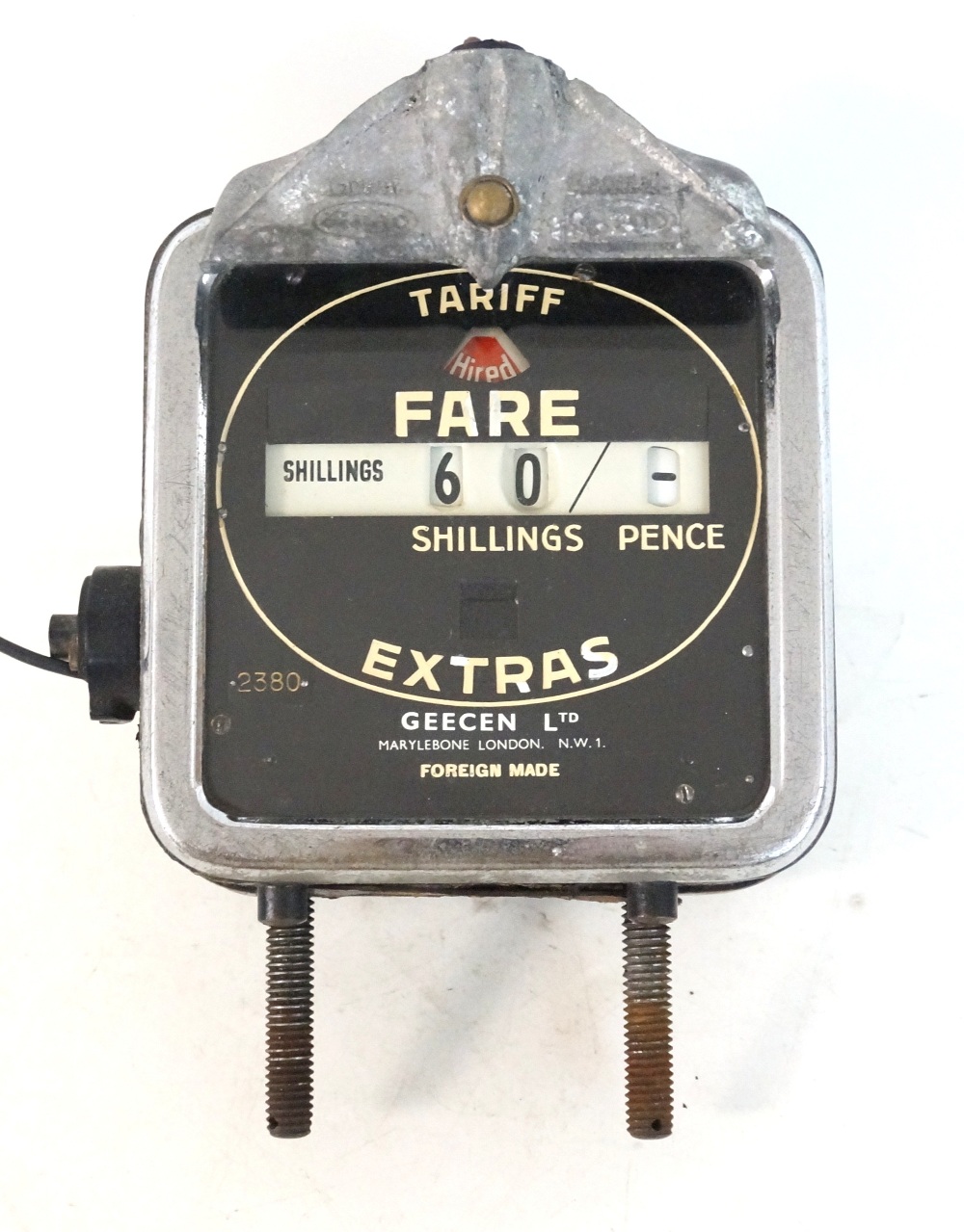 VINTAGE TAXI METER BY 'GEECEN LTD.' 'Marylebone London N.W.1', with