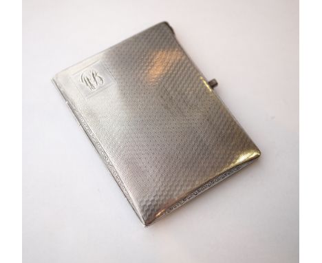 GEORGE V LADY'S SILVER CIGARETTE CASE
with engine turned decoration, Birmingham 1928, 8cm x 6.2cm, approximately 75.7 grams