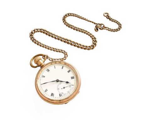 A Gold Plated Pocket Watch, with watch chain, each chain links are stamped 9c