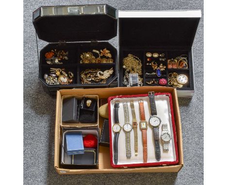 A Quantity of Costume Jewellery, including paste set jewellery; a cameo brooch, with applied plaque stamped '9CT'; a pendant 