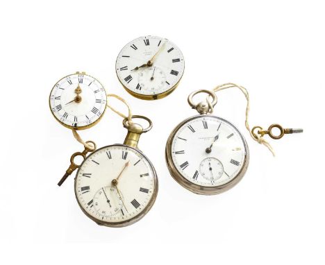 A Pocket Watch Dial and Verge Movement, signed John Hodges, London, Duplex pocket watch dial and movement signed C.Elisha, Lo