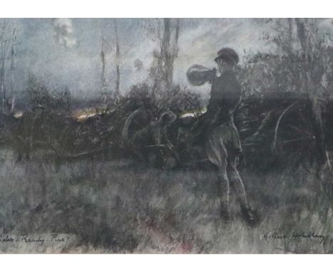 After Gilbert Holiday ''Salvo - ready - fire!'' Signed in pencil, colour print, with a further signed print by the same artis