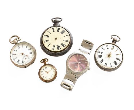 A Silver Pair Cased Verge Pocket Watch, chain fusee movement signed GC Hatton, Lancaster, both cases with matching silver hal