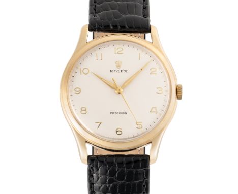A GENTLEMAN'S SIZE 9CT SOLID GOLD ROLEX PRECISION WRIST WATCHCIRCA 1960s, REF. 12847 Movement: 17J, manual wind, signed Montr