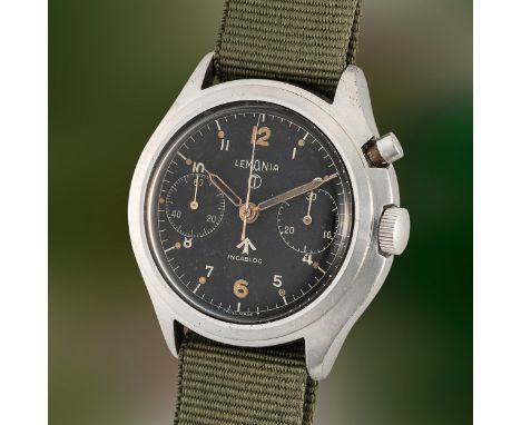 A VERY RARE GENTLEMAN'S STAINLESS STEEL LEMANIA SINGLE BUTTON CHRONOGRAPH WRIST WATCH CIRCA 1960s, CASE BACK ISSUE NUMBER B.A