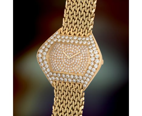 A FINE &amp; RARE GENTLEMAN'S SIZE 18K SOLID GOLD &amp; DIAMOND BOUCHERON PARIS INCURVEE BRACELET WATCH
CIRCA 1972

Movement: