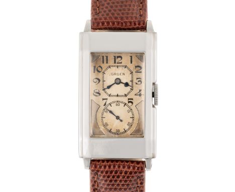 A GENTLEMAN'S SIZE GRUEN PRINCE DUO DIAL WRIST WATCHCIRCA 1930s Movement: 15J, manual wind, signed Gruen Guild A, numbered.Ca