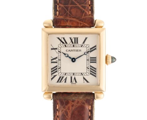 AN 18K SOLID GOLD CARTIER TANK OBUS WRIST WATCHCIRCA 1990s, REF. 1630 Movement: Quartz, signed Cartier.Case: Width approx. 25