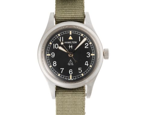 A GENTLEMAN'S STAINLESS STEEL MILITARY HAMILTON G.S. TROPICALIZED KENYAN AIR FORCE PILOTS WRIST WATCH CIRCA 1960s, REF. 75003