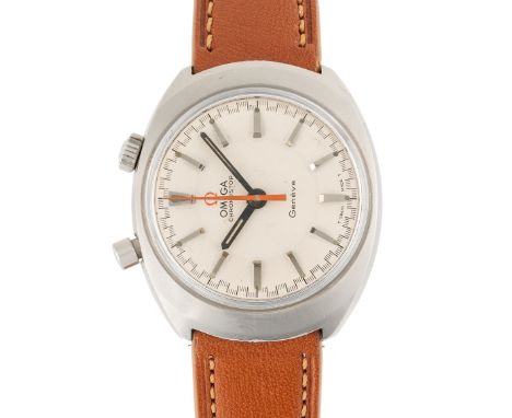A GENTLEMAN'S SIZE STAINLESS STEEL OMEGA CHRONOSTOP DRIVERS WRIST WATCHCIRCA 1968, REF. 145.010 WITH WHITE DIALMovement: 17J,