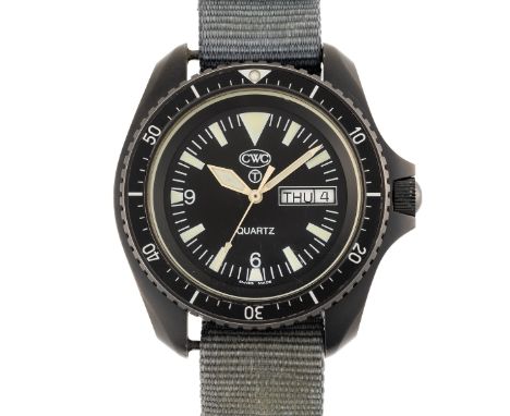 A GENTLEMAN'S PVD COATED BRITISH MILITARY ROYAL NAVY SBS CWC WRIST WATCH DATED 2012Movement: Quartz.Case: Diameter approx. 42