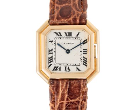 A RARE GENTLEMAN'S SIZE 18K SOLID GOLD CARTIER PARIS CEINTURE "JUMBO" AUTOMATIC WRIST WATCHCIRCA 1970s, REF 17001Movement: 17