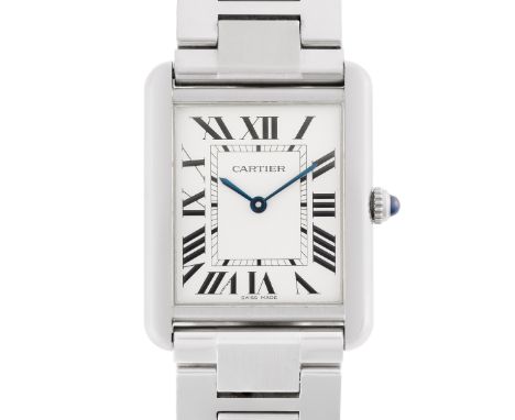 A UNISEX STAINLESS STEEL CARTIER TANK SOLO BRACELET WATCHDATED 2017, REF. 3169 WITH ORIGINAL BOX & PAPERWORK Movement: Quartz