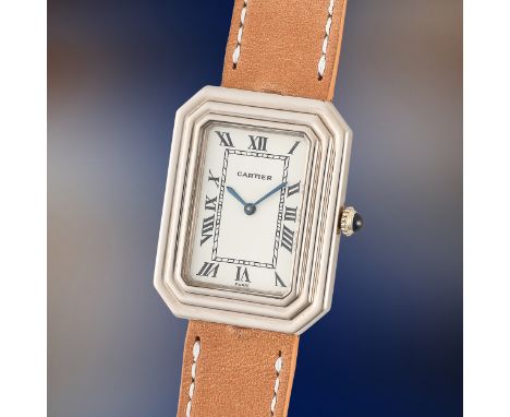 A VERY RARE GENTLEMAN'S SIZE 18K WHITE GOLD CARTIER PARIS CRISTALLOR WRIST WATCHCIRCA 1970s, REF. 78096 COMMISSIONED BY KING 